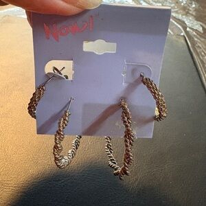 Twisted Hoop Earrings - Silver